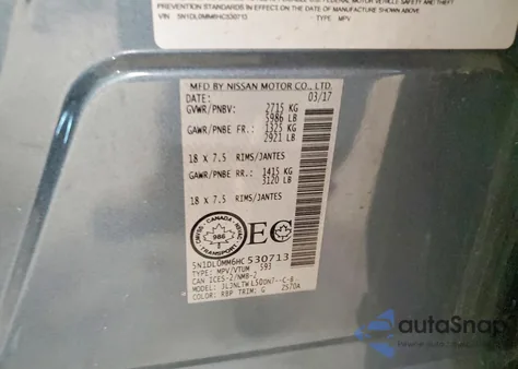 2017 Infiniti Qx60 z USA, uszkodzony, nr VIN 5N1DL0MM6HC530713